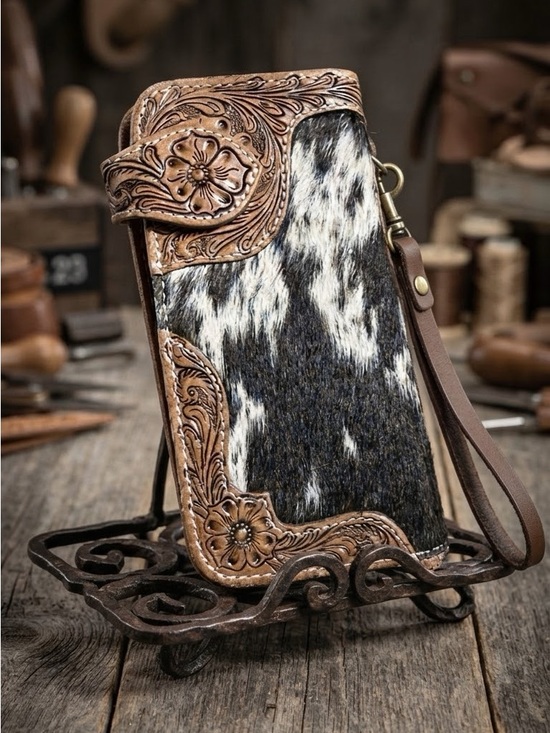 Myra Bag Handbags - 🤠  Sensational Myra Bag Hand-Tooled Leather & Cowhide Wristlet Wallet! 4"x 8"